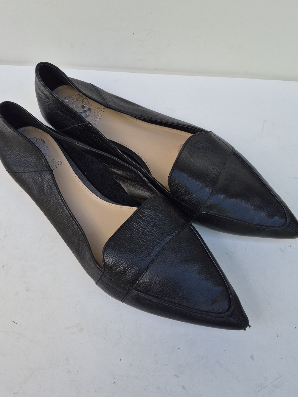 Vince Camuto Black Pointed Leather Loafers - 12M